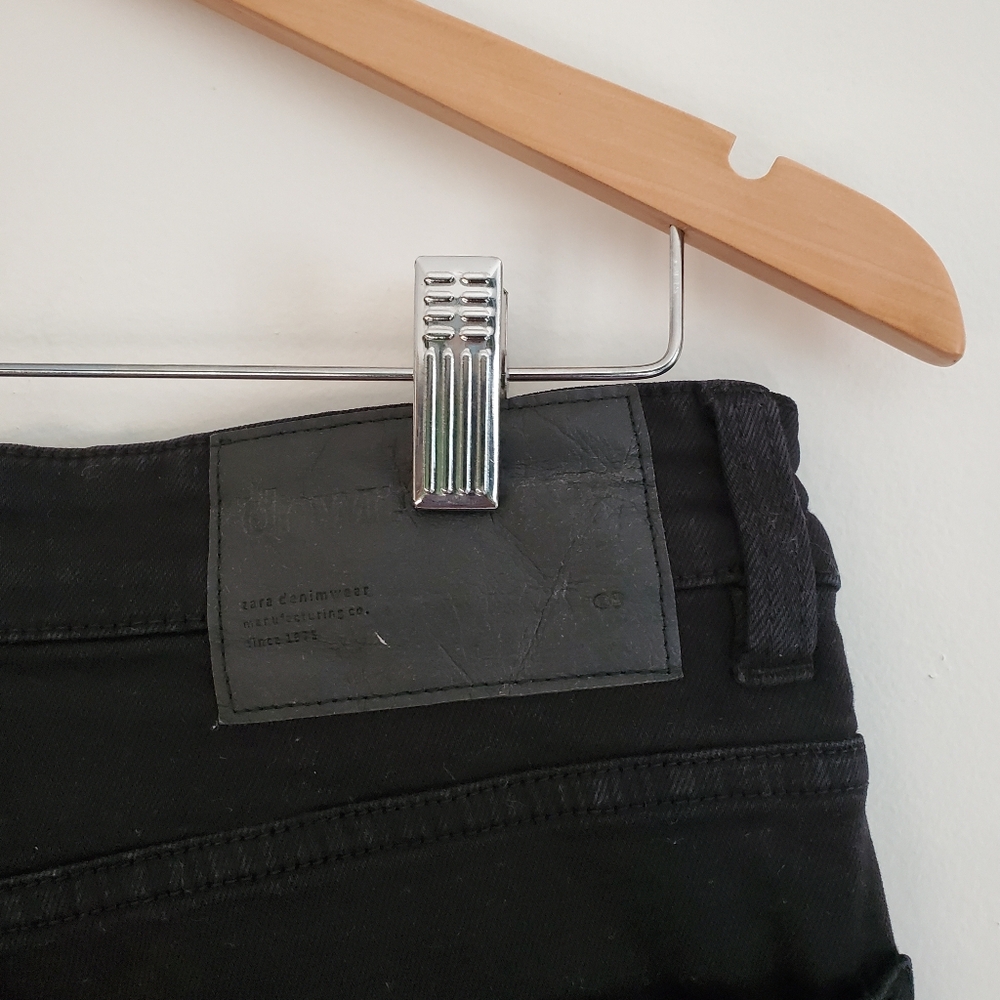 ZARA | High Rise Skinny Distressed Black Denim Jeans (Size 31) - Picture 8 of 9